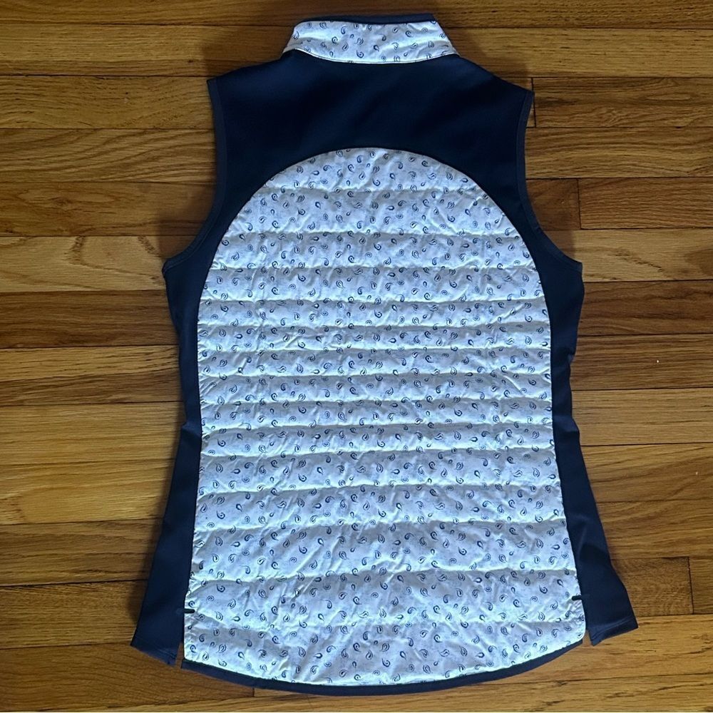 Peter Millar Fuse Hybrid Vest Tossed Paisley White Navy Full Zip Womens Small - Picture 2 of 8